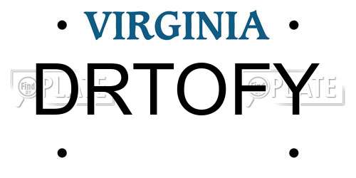 DRTOFY Virginia License Plate
