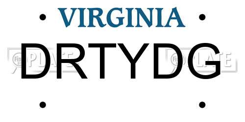 DRTYDG Virginia License Plate