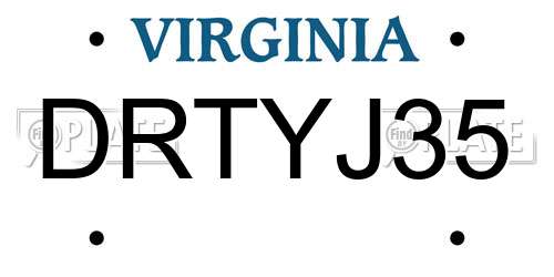 DRTYJ35 Virginia License Plate