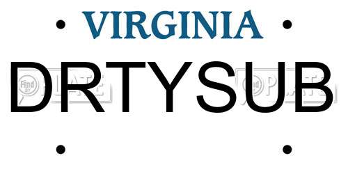 DRTYSUB Virginia License Plate