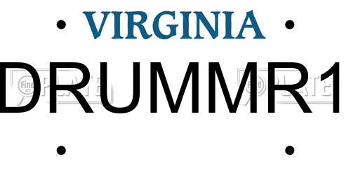 DRUMMR1 Virginia License Plate