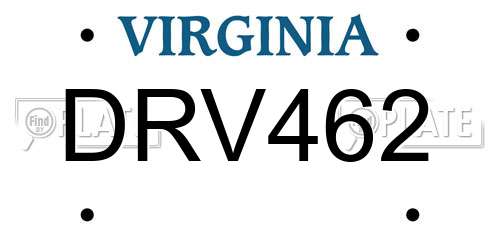 DRV462 Virginia License Plate