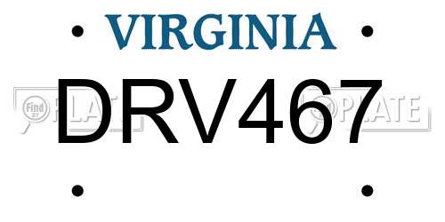 DRV467 Virginia License Plate