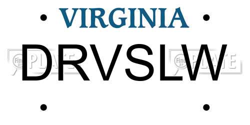 DRVSLW Virginia License Plate