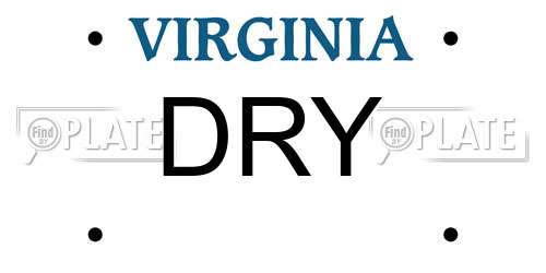 DRY Virginia License Plate