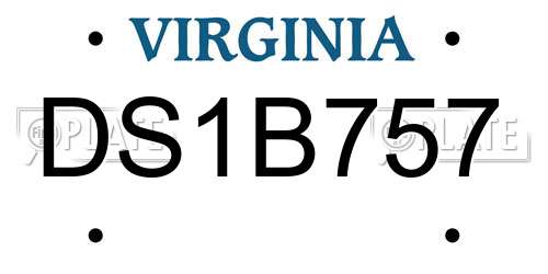 DS1B757 Virginia License Plate