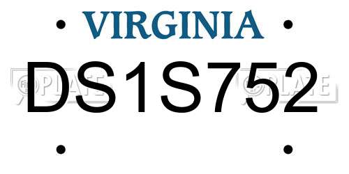 DS1S752 Virginia License Plate
