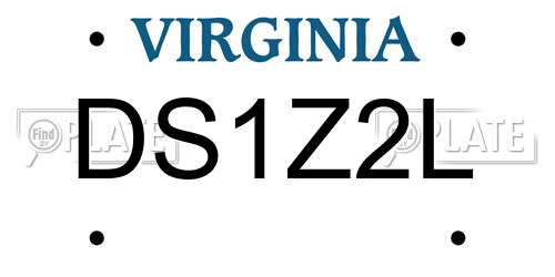 DS1Z2L Virginia License Plate