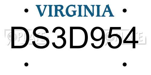 DS3D954 Virginia License Plate
