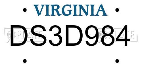 DS3D984 Virginia License Plate
