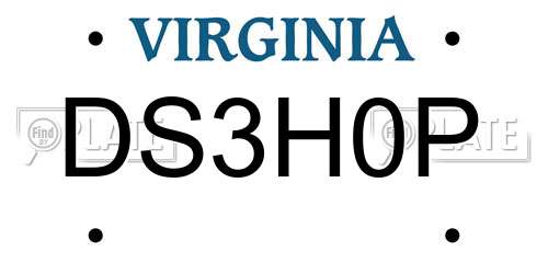 DS3H0P Virginia License Plate