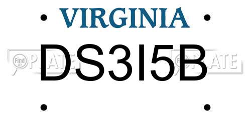 DS3I5B Virginia License Plate
