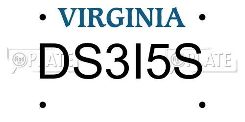 DS3I5S Virginia License Plate