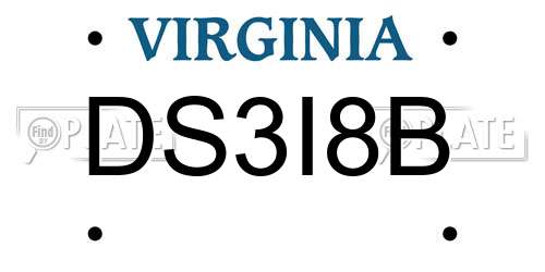 DS3I8B Virginia License Plate