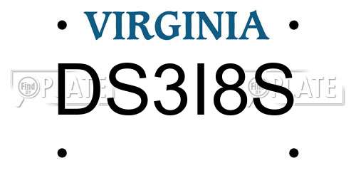 DS3I8S Virginia License Plate