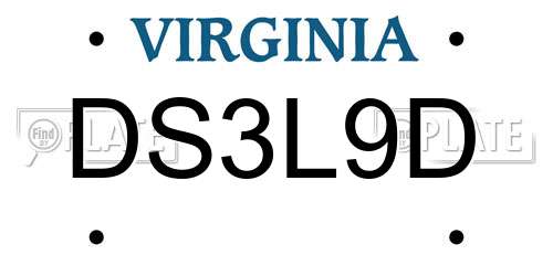 DS3L9D Virginia License Plate