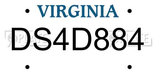 DS4D884 Virginia License Plate