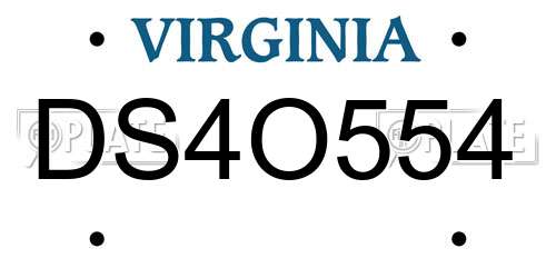 DS4O554 Virginia License Plate