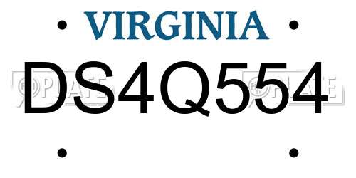 DS4Q554 Virginia License Plate
