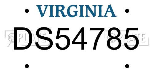 DS54785 Virginia License Plate