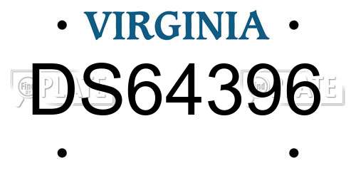DS64396 Virginia License Plate