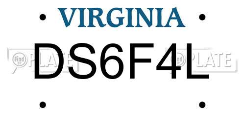 DS6F4L Virginia License Plate