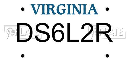 DS6L2R Virginia License Plate