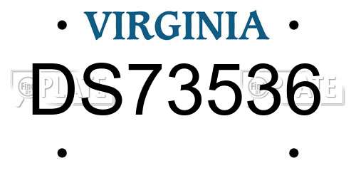 DS73536 Virginia License Plate