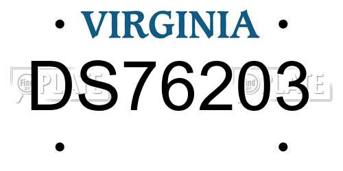 DS76203 Virginia License Plate