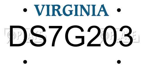 DS7G203 Virginia License Plate