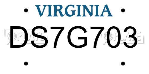 DS7G703 Virginia License Plate