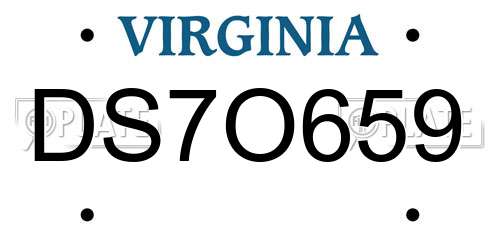 DS7O659 Virginia License Plate
