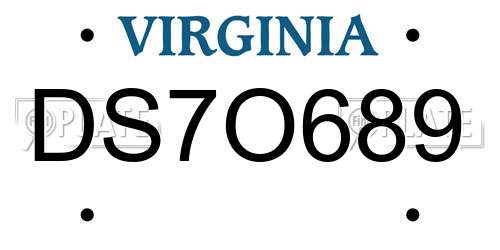 DS7O689 Virginia License Plate