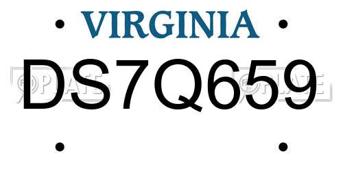 DS7Q659 Virginia License Plate