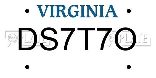 DS7T7O Virginia License Plate