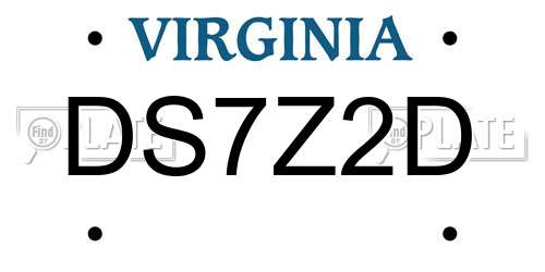 DS7Z2D Virginia License Plate