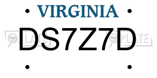 DS7Z7D Virginia License Plate
