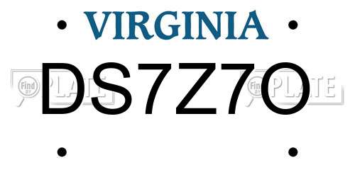 DS7Z7O Virginia License Plate