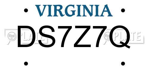 DS7Z7Q Virginia License Plate