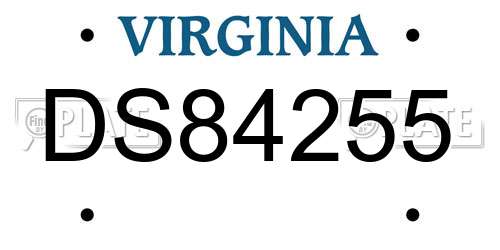 DS84255 Virginia License Plate