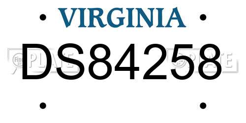 DS84258 Virginia License Plate
