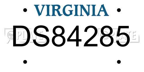 DS84285 Virginia License Plate