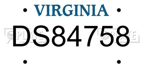 DS84758 Virginia License Plate