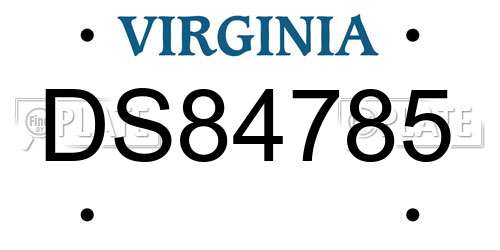 DS84785 Virginia License Plate