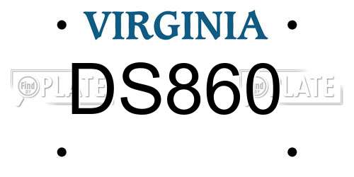 DS860 Virginia License Plate