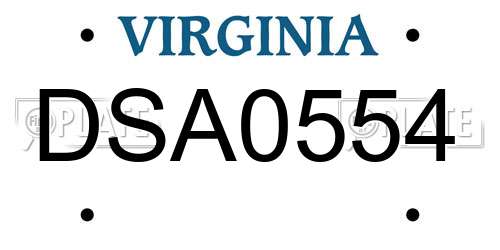 DSA0554 Virginia License Plate