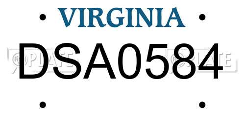DSA0584 Virginia License Plate