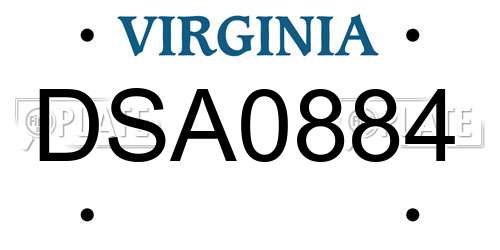 DSA0884 Virginia License Plate