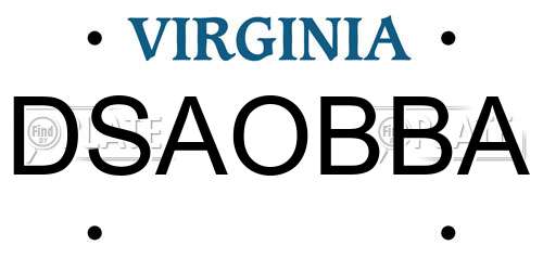 DSAOBBA Virginia License Plate