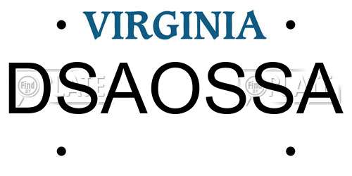 DSAOSSA Virginia License Plate